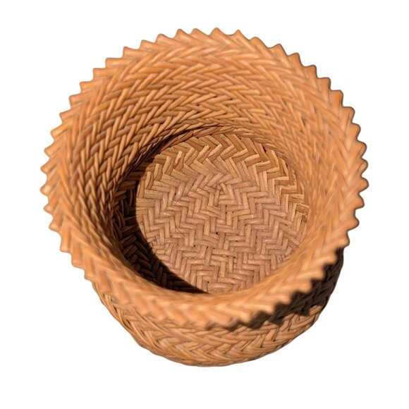 Tarahumara Pin Needle Basket Vintage Olla Shaped Twill Pattern Flared Rim - Picture 5 of 10